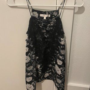 Floral Black Halter Top with Lace-Up V-Neck from Nordstrom